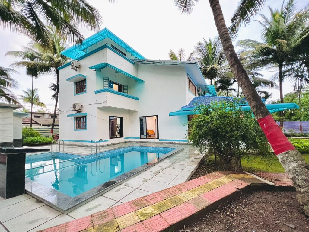 Megh Villa, Alibag: The private pool beside the villa
